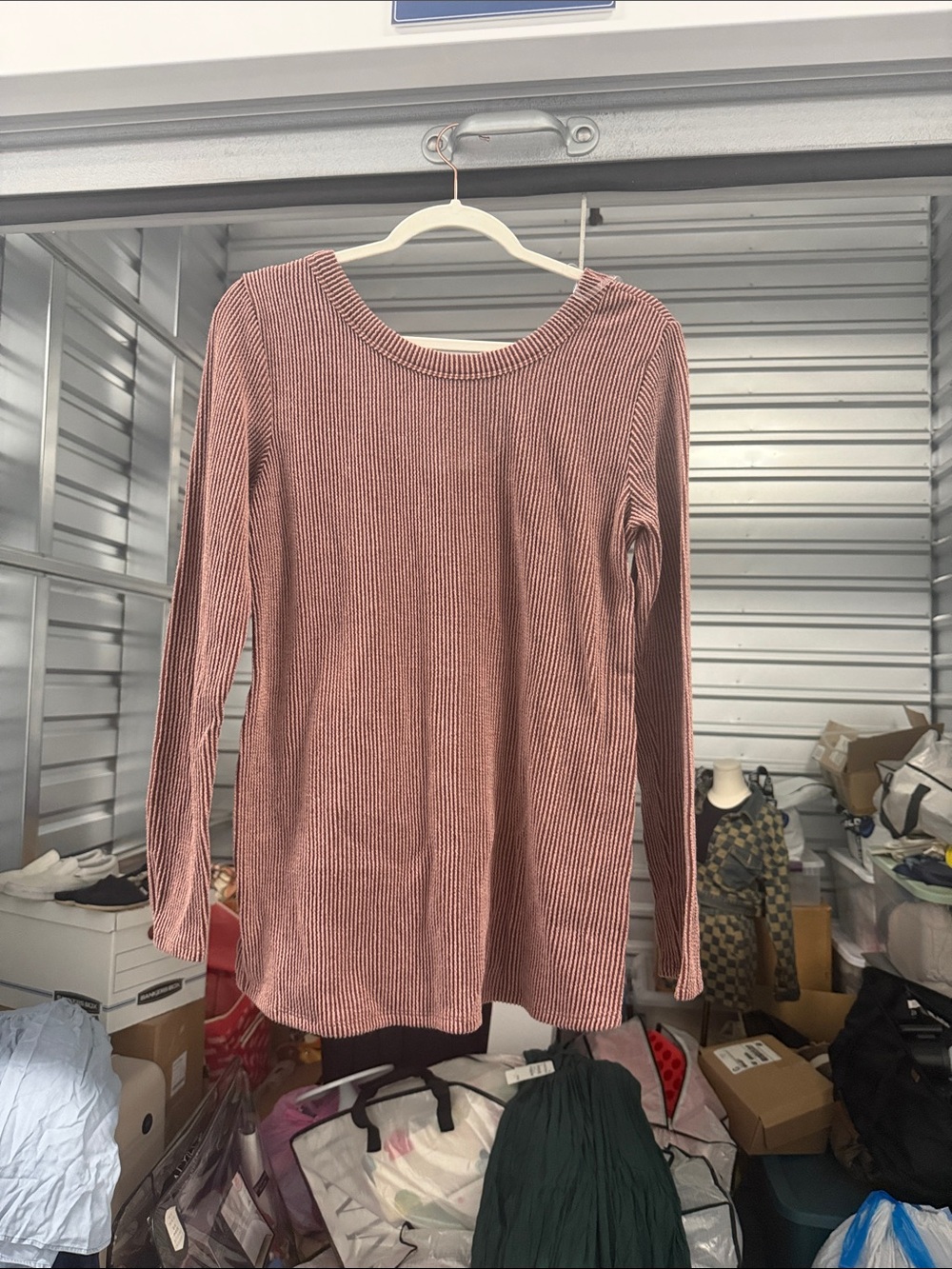 Hello MIZ Ribbed Long-Sleeve Tee in Dusty Mauve